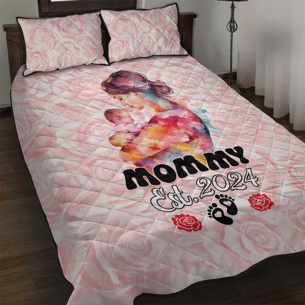 Happy Mother Day Quilt Bed Set Mommy Est 2024 LT01