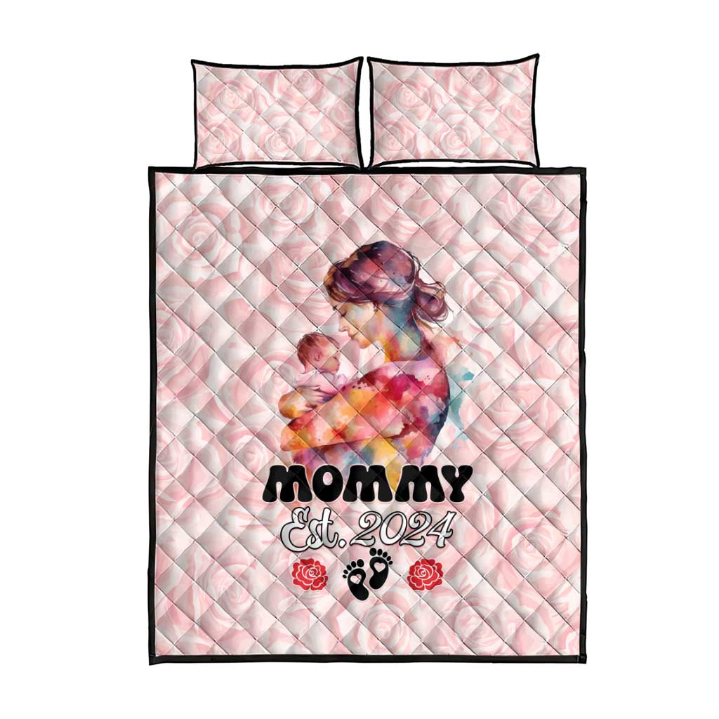 Happy Mother Day Quilt Bed Set Mommy Est 2024 LT01