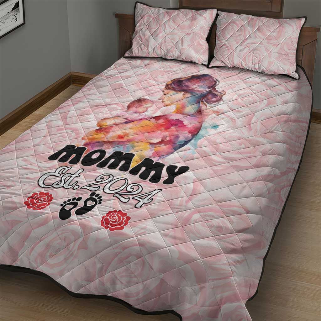 Happy Mother Day Quilt Bed Set Mommy Est 2024 LT01