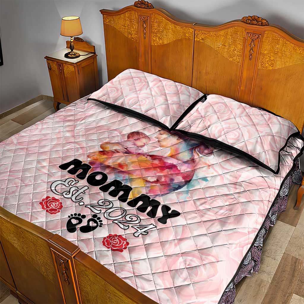 Happy Mother Day Quilt Bed Set Mommy Est 2024 LT01
