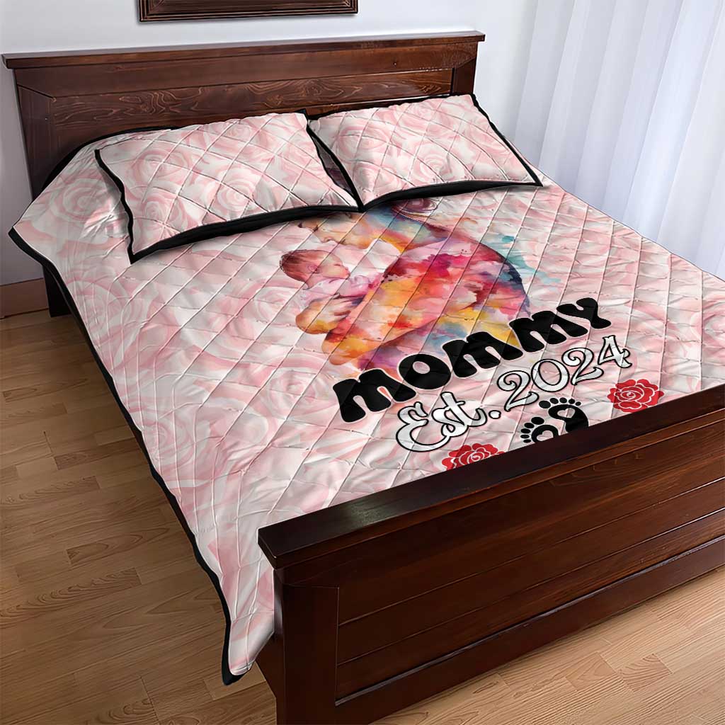 Happy Mother Day Quilt Bed Set Mommy Est 2024 LT01