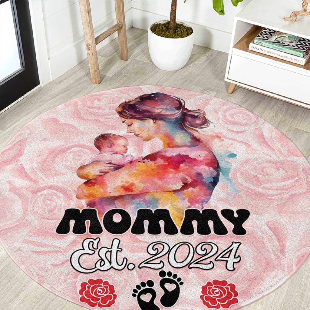 Happy Mother Day Round Carpet Mommy Est 2024 LT01