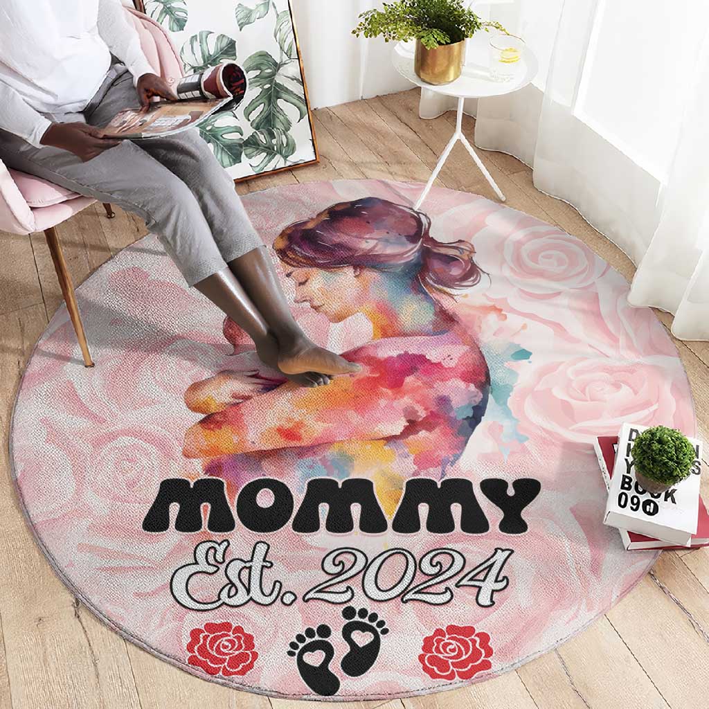 Happy Mother Day Round Carpet Mommy Est 2024 LT01