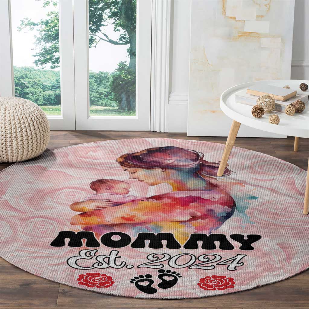 Happy Mother Day Round Carpet Mommy Est 2024 LT01