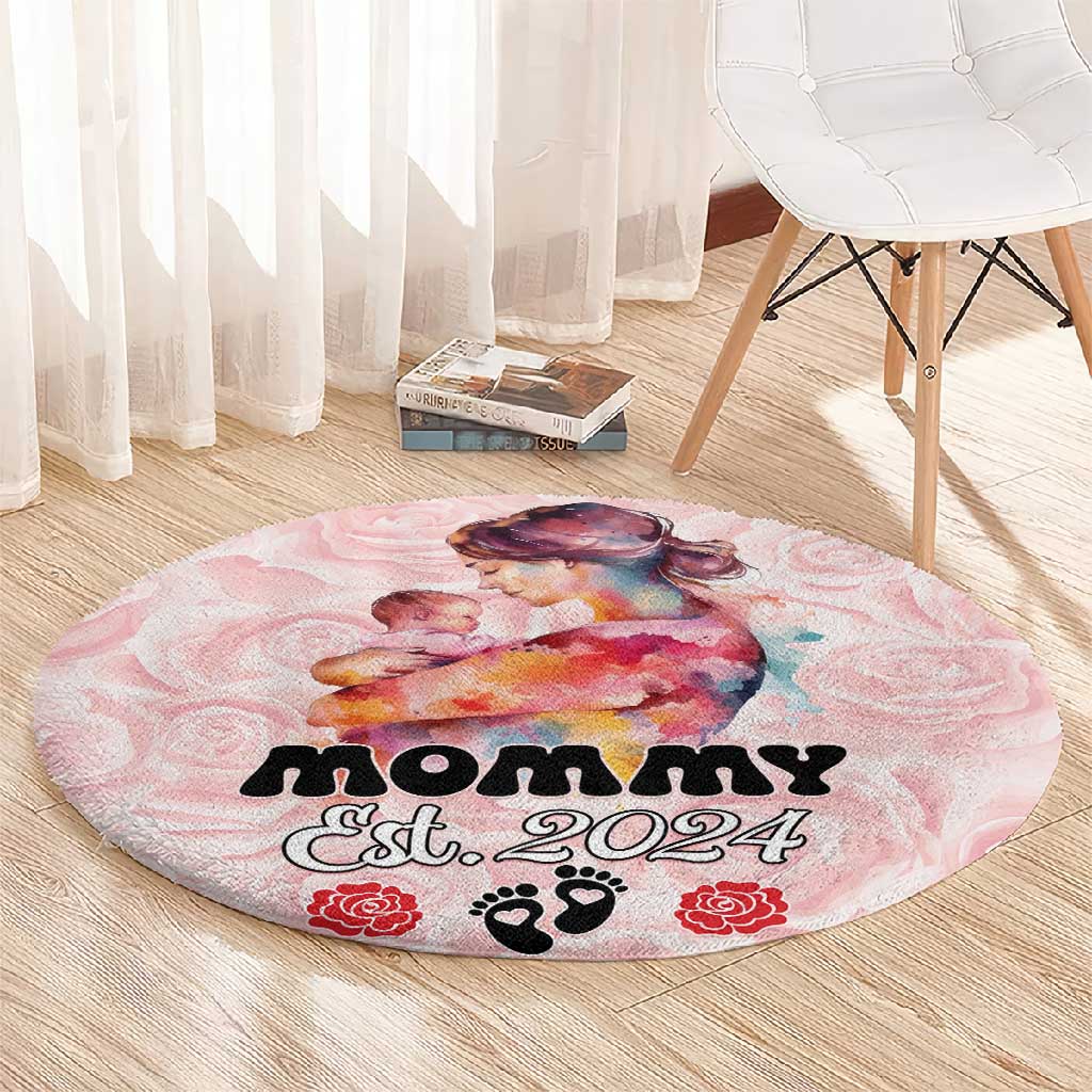 Happy Mother Day Round Carpet Mommy Est 2024 LT01