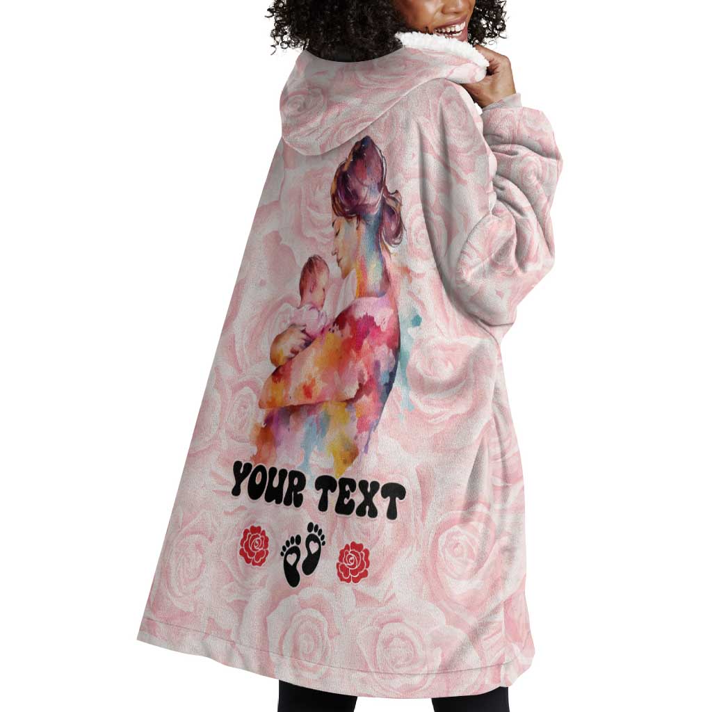 Happy Mother Day Wearable Blanket Hoodie Mommy Est 2024 LT01