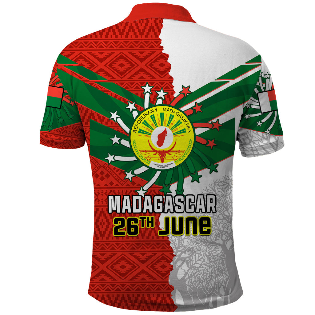26 June Madagascar Independence Day Polo Shirt Baobab Mix African Pattern LT01