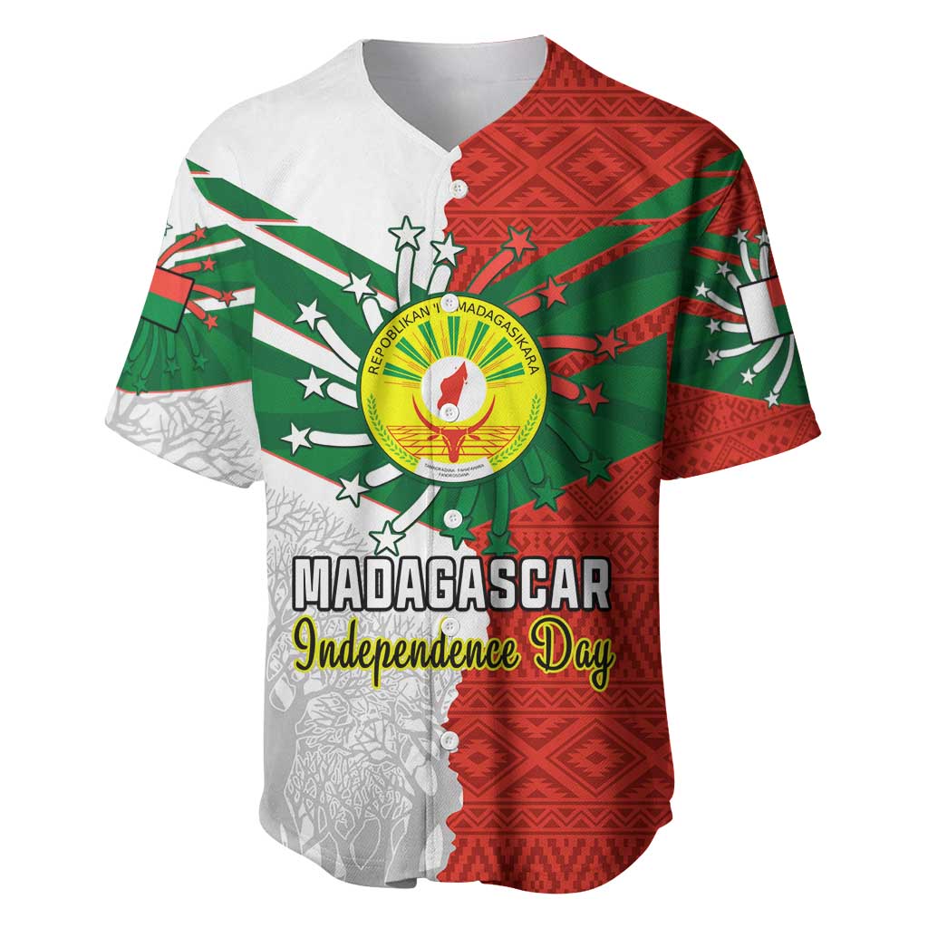 Personalized Madagascar Independence Day Baseball Jersey - 26 June, Baobab Mix African Pattern LT01
