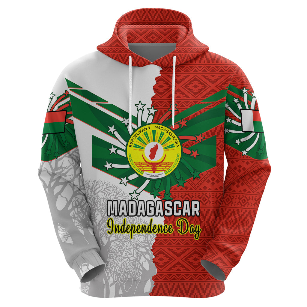 Personalised 26 June Madagascar Independence Day Hoodie Baobab Mix African Pattern LT01