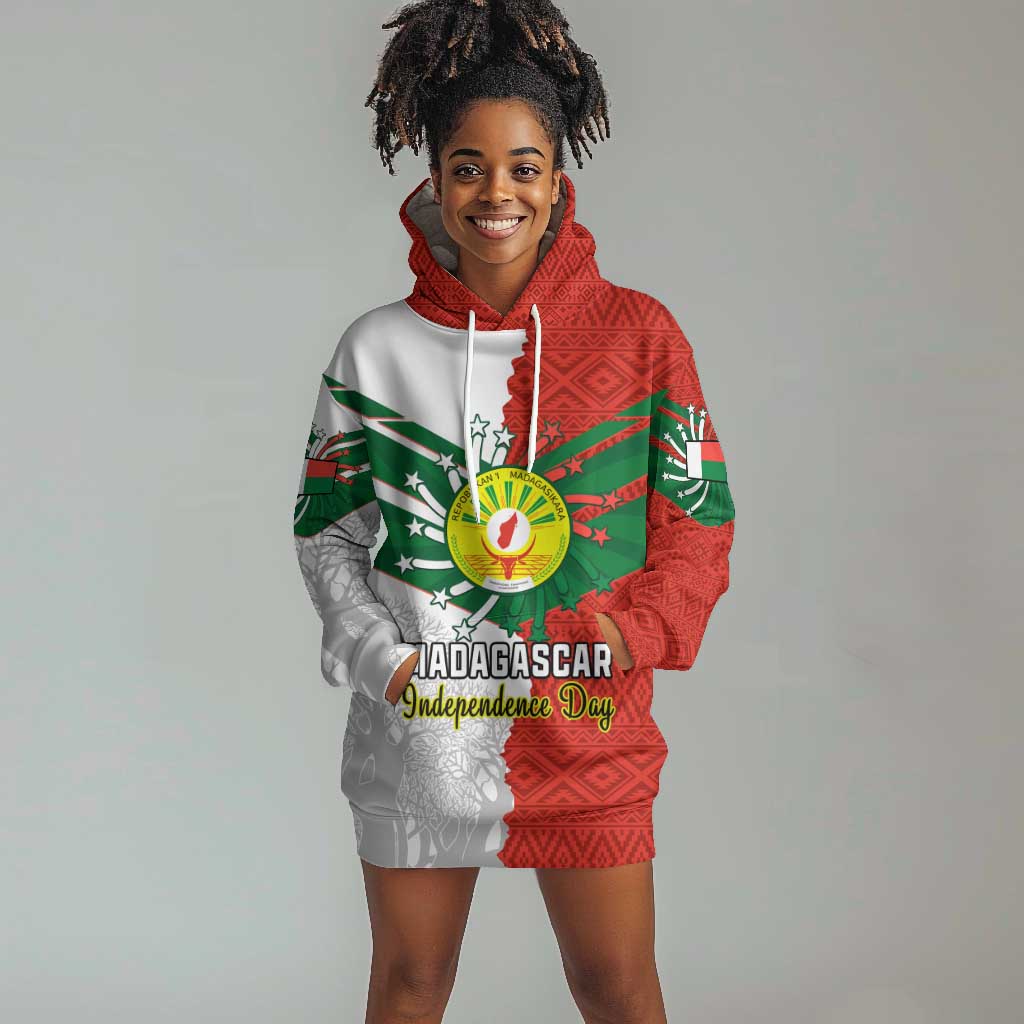 Personalized Madagascar Independence Day Hoodie Dress - 26 June, Baobab Mix African Pattern LT01