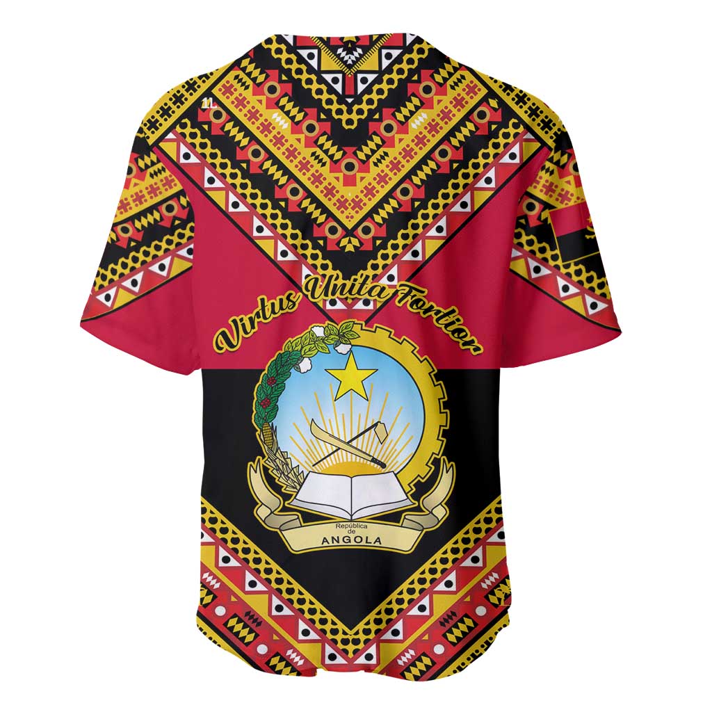 Angola Independence Day Baseball Jersey with Coat of Arms and Samakaka Pattern LT01