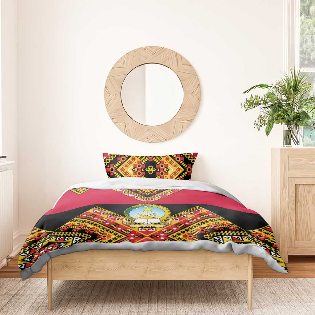 Angola Independence Day Bedding Set with Coat of Arms and Samakaka Pattern LT01