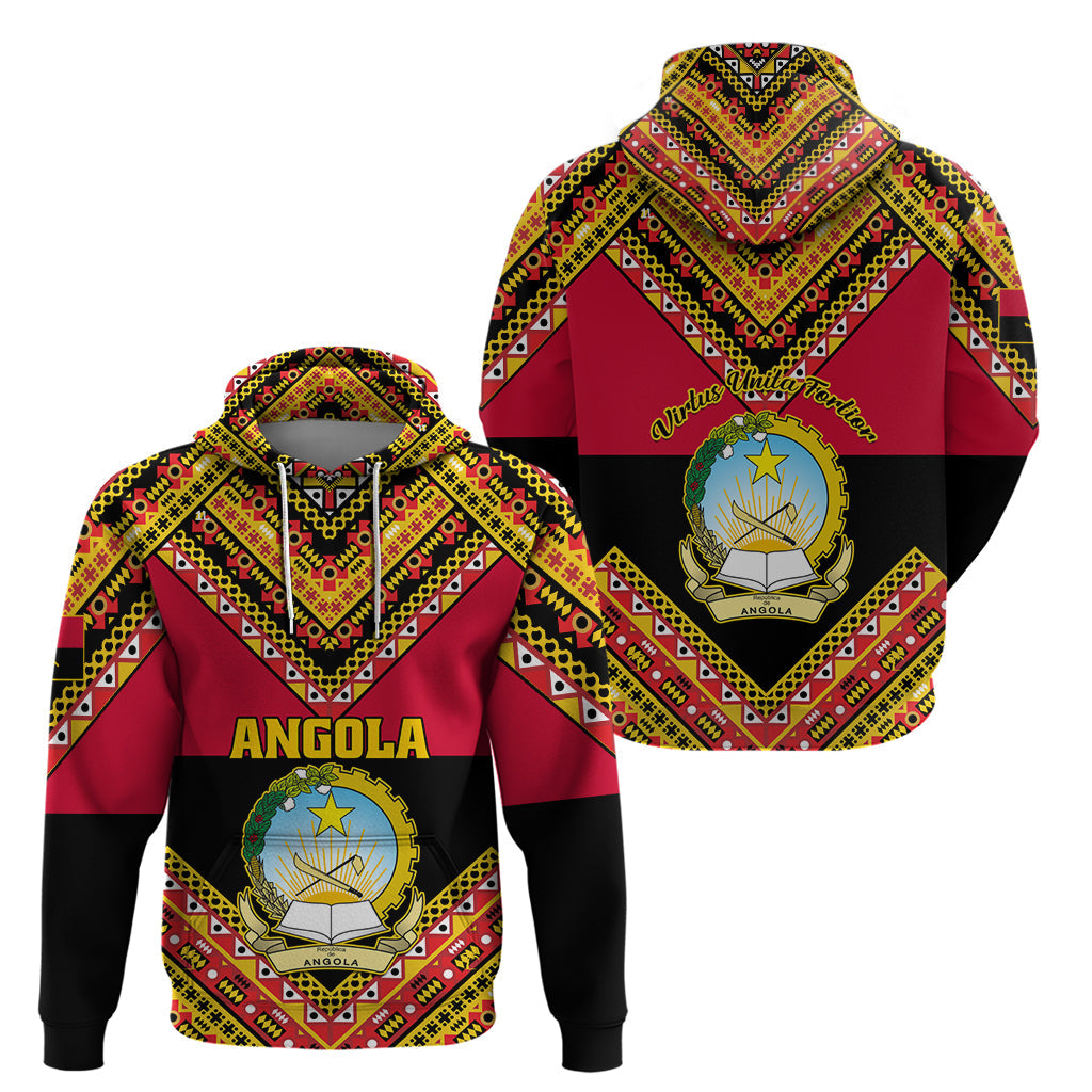 Angola Independence Day Hoodie Coat Of Arms Samakaka Pattern LT01
