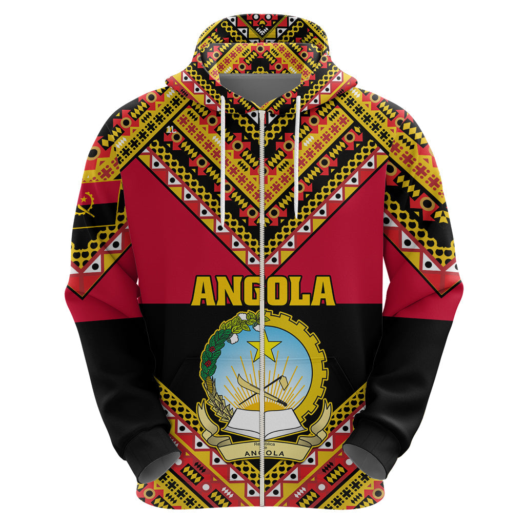 Angola Independence Day Hoodie Coat Of Arms Samakaka Pattern LT01