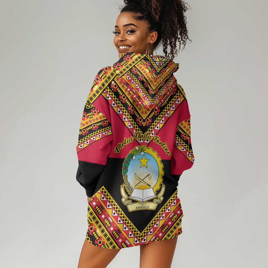 Angola Independence Day Hoodie Dress with Coat of Arms and Samakaka Pattern LT01