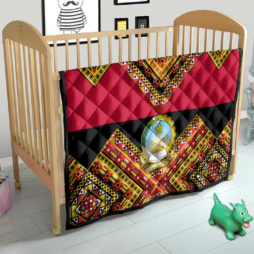 Angola Independence Day Quilt with Coat of Arms and Samakaka Pattern LT01