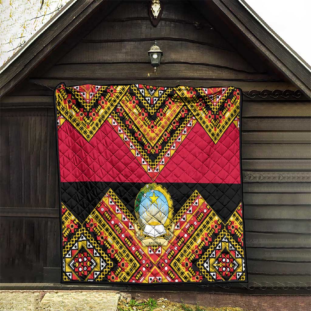 Angola Independence Day Quilt with Coat of Arms and Samakaka Pattern LT01