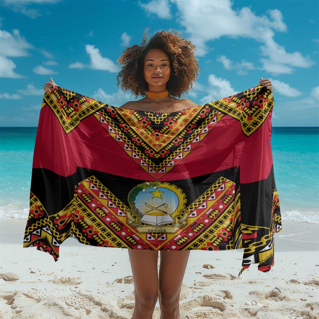 Angola Independence Day Sarong with Coat of Arms and Samakaka Pattern LT01
