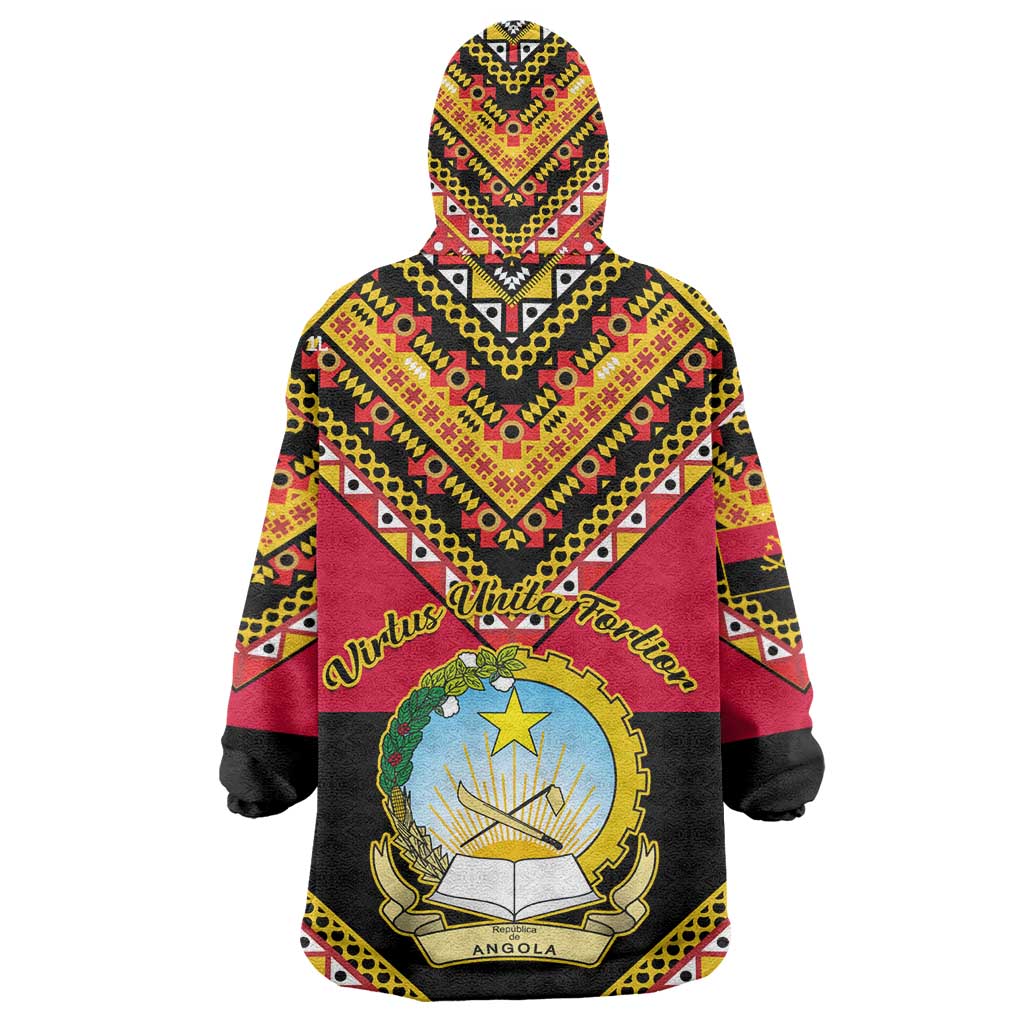 Angola Independence Day Wearable Blanket Hoodie with Coat of Arms and Samakaka Pattern LT01