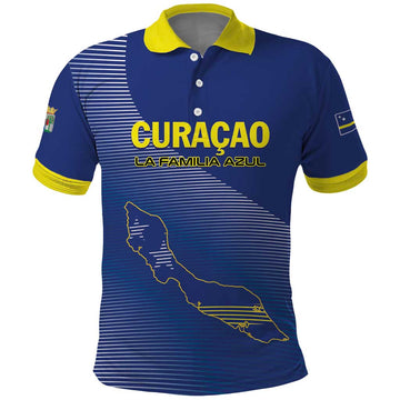 Custom Curacao Football Polo Shirt La Familia Azul Go Champion LT01