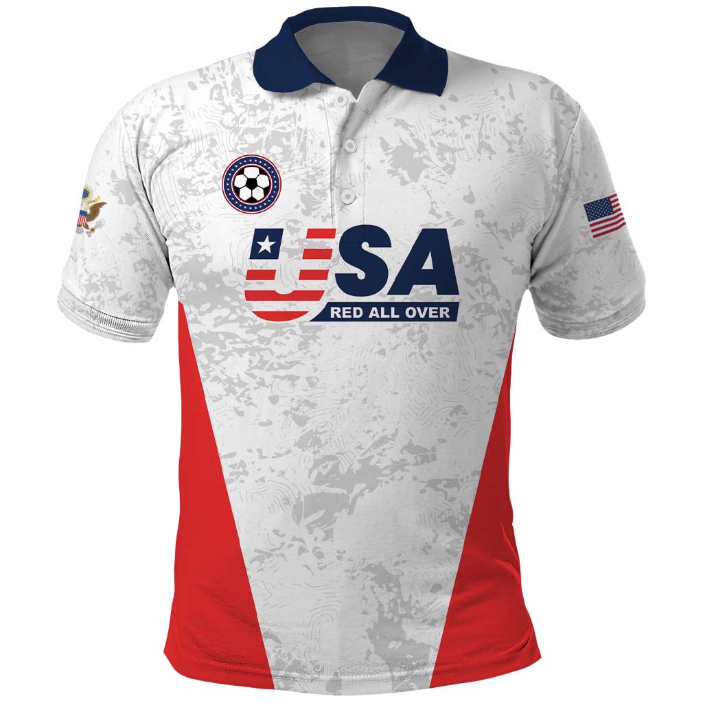 Custom USA Soccer Team Polo Shirt Red All Over LT01