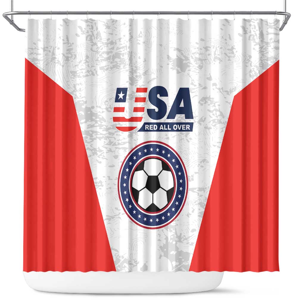 USA Soccer Team Shower Curtain Red All Over LT01