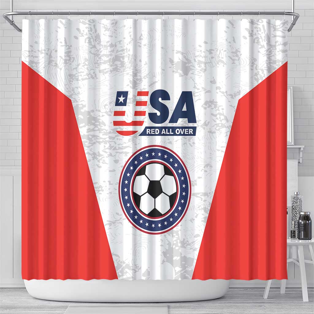 USA Soccer Team Shower Curtain Red All Over LT01