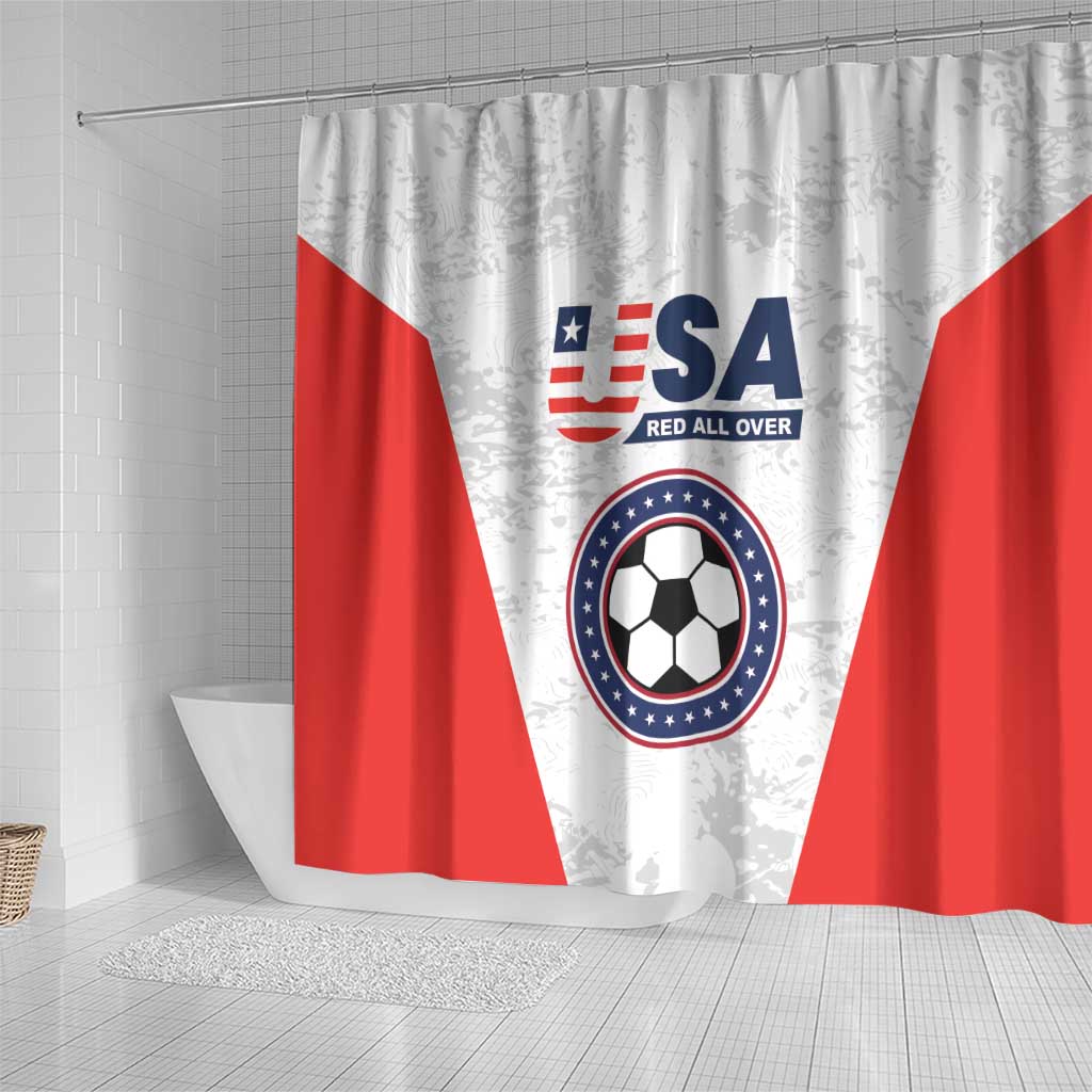USA Soccer Team Shower Curtain Red All Over LT01
