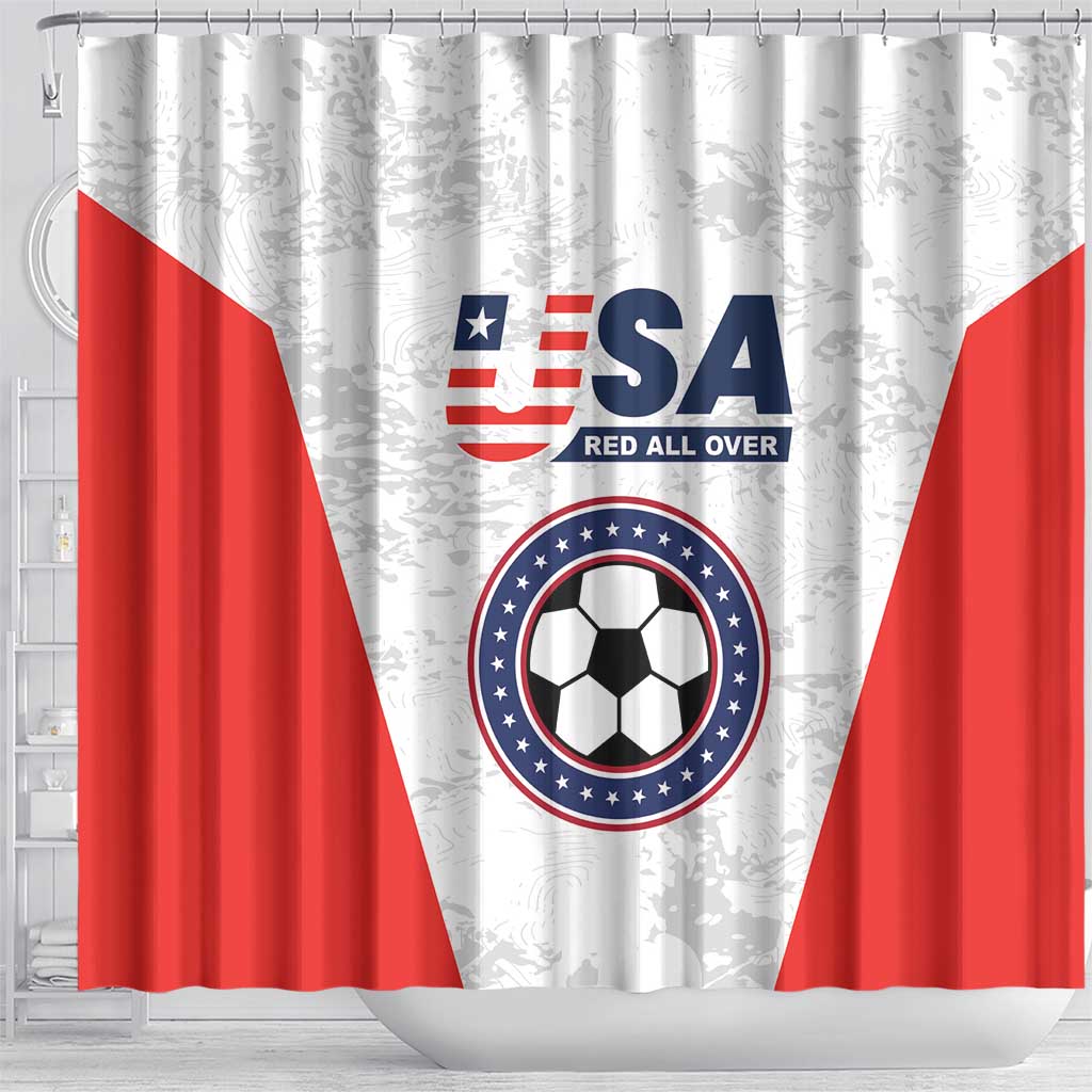 USA Soccer Team Shower Curtain Red All Over LT01