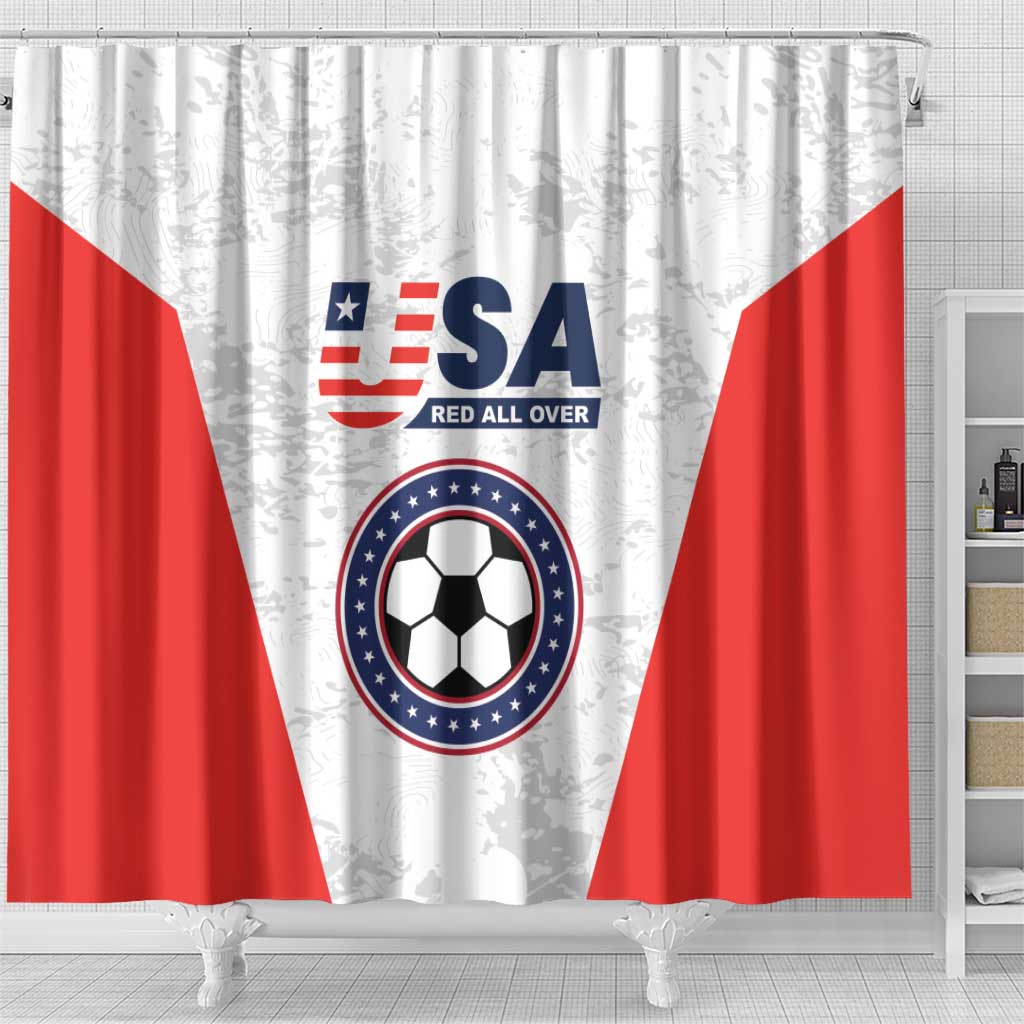 USA Soccer Team Shower Curtain Red All Over LT01