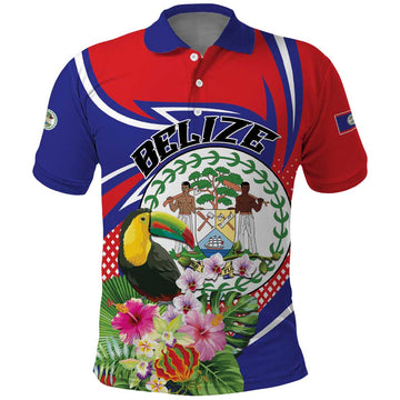 Personalized Belize Toucan Polo Shirt Sub umbra floreo LT01