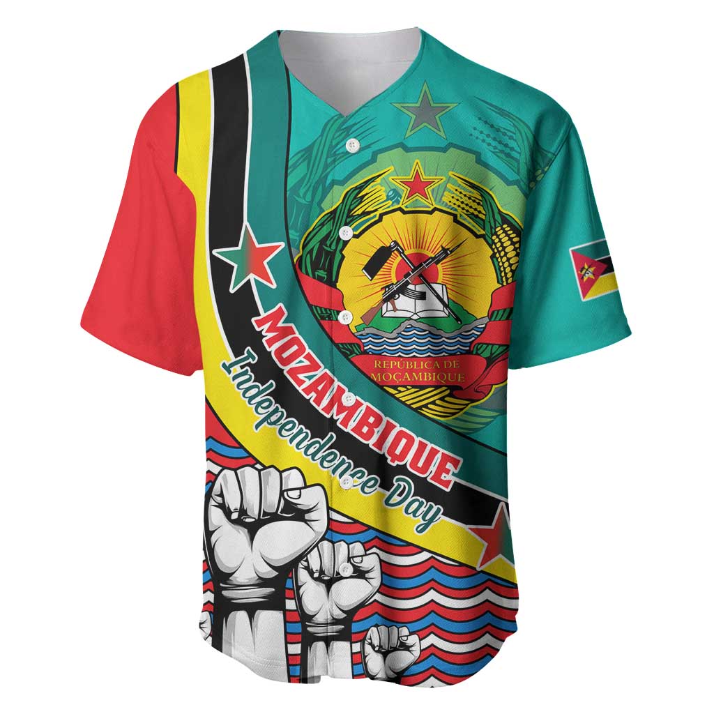 Personalized Mozambique Independence Day Baseball Jersey - June 25, Mozambiki Emblem LT01