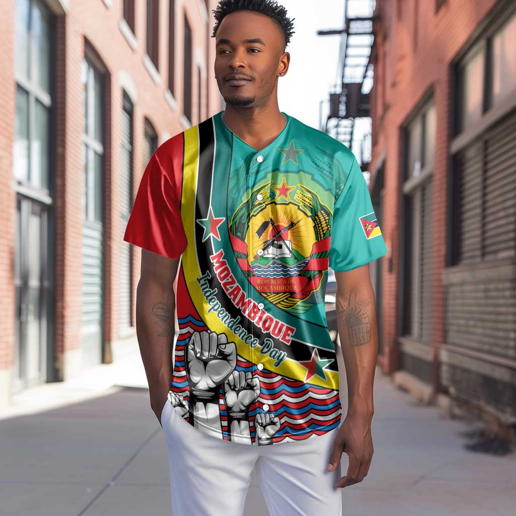 Personalized Mozambique Independence Day Baseball Jersey - June 25, Mozambiki Emblem LT01