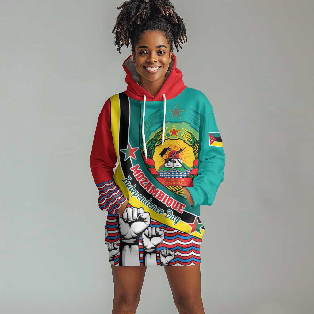 Personalized Mozambique Independence Day Hoodie Dress - June 25, Mozambiki Emblem LT01