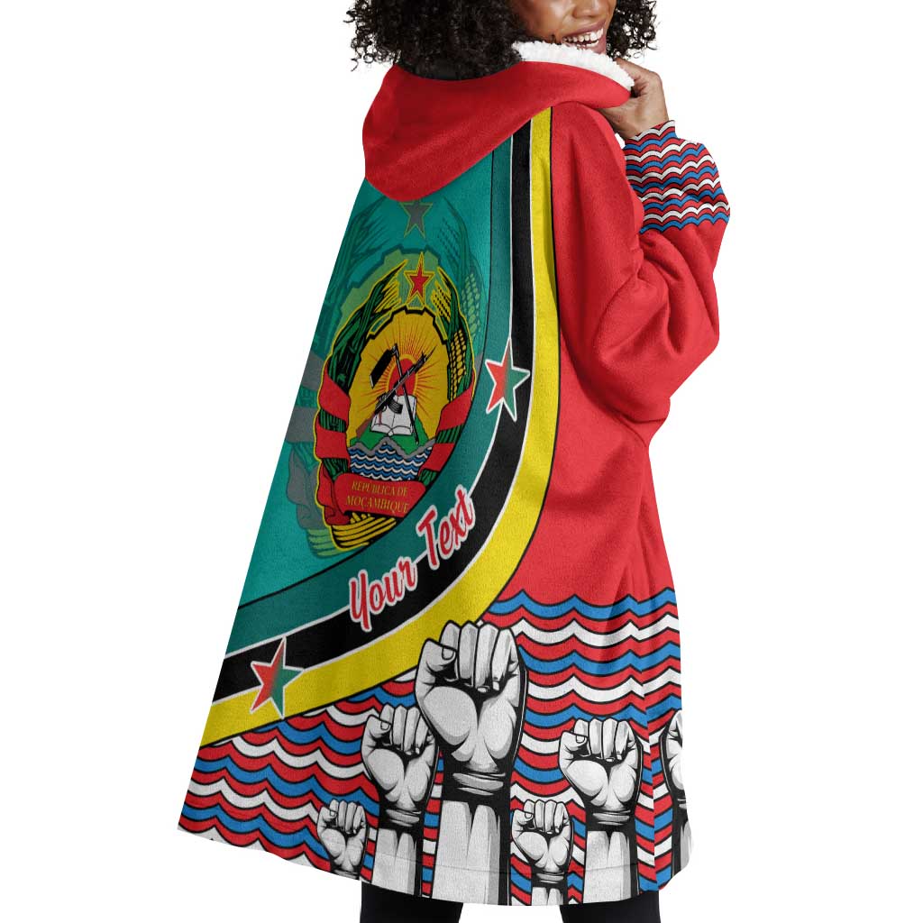 Personalized Mozambique Independence Day Wearable Blanket Hoodie - June 25, Mozambiki Emblem LT01
