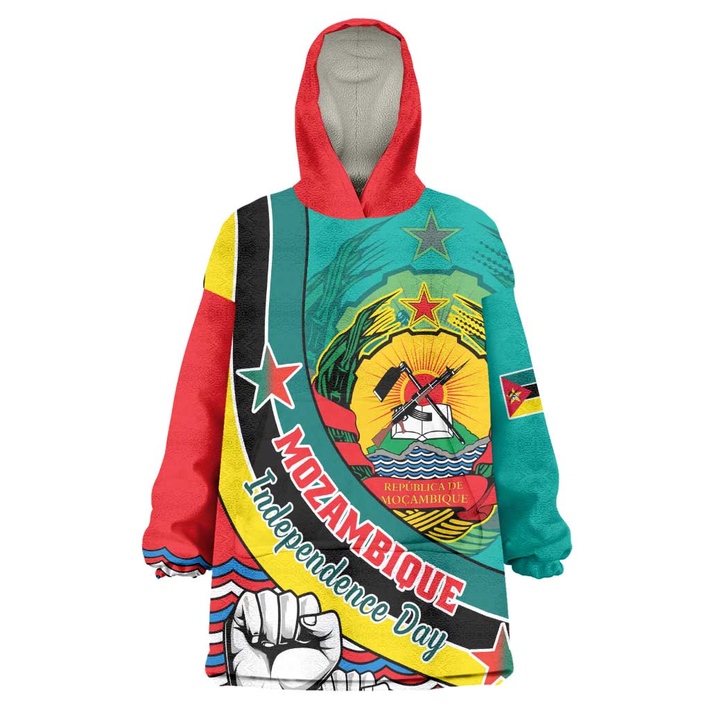 Personalized Mozambique Independence Day Wearable Blanket Hoodie - June 25, Mozambiki Emblem LT01