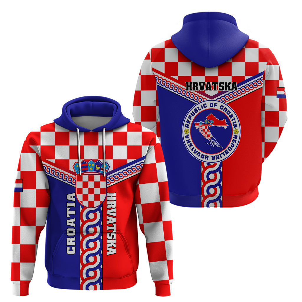 Croatia Hoodie Hrvatska Interlace With Coat Of Arms LT01