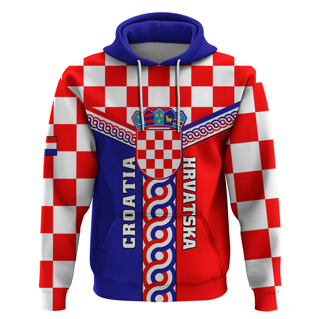 Custom Croatia Hoodie Hrvatska Interlace With Coat Of Arms LT01