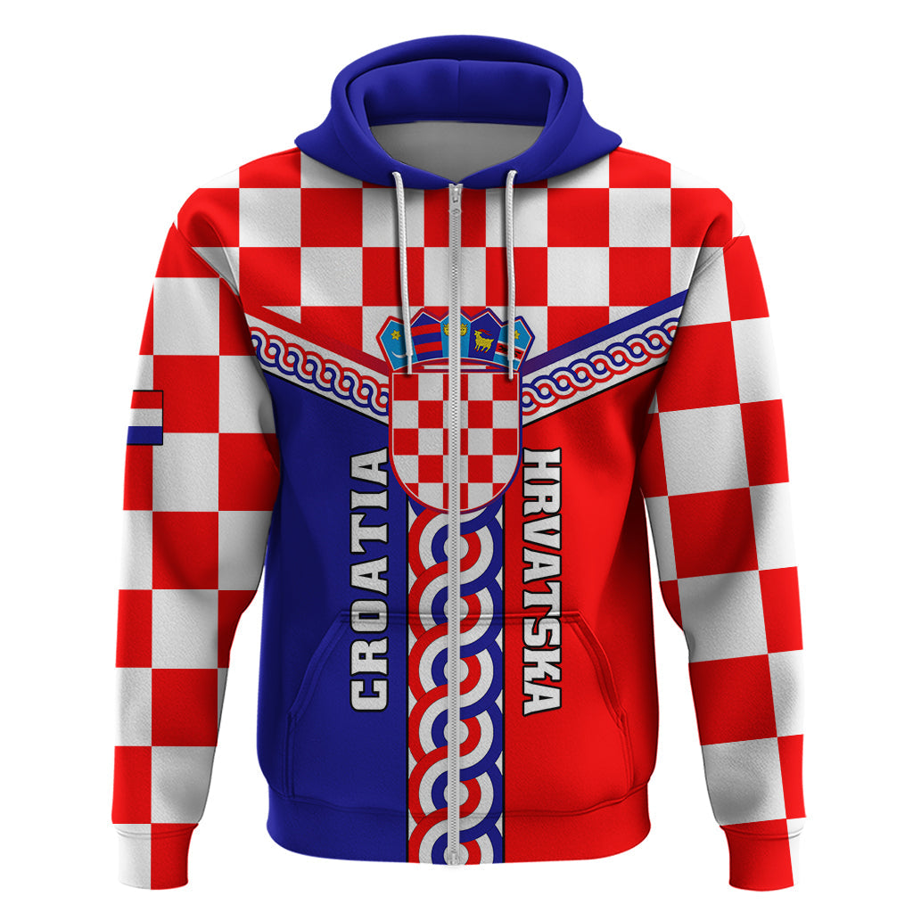 Custom Croatia Hoodie Hrvatska Interlace With Coat Of Arms LT01