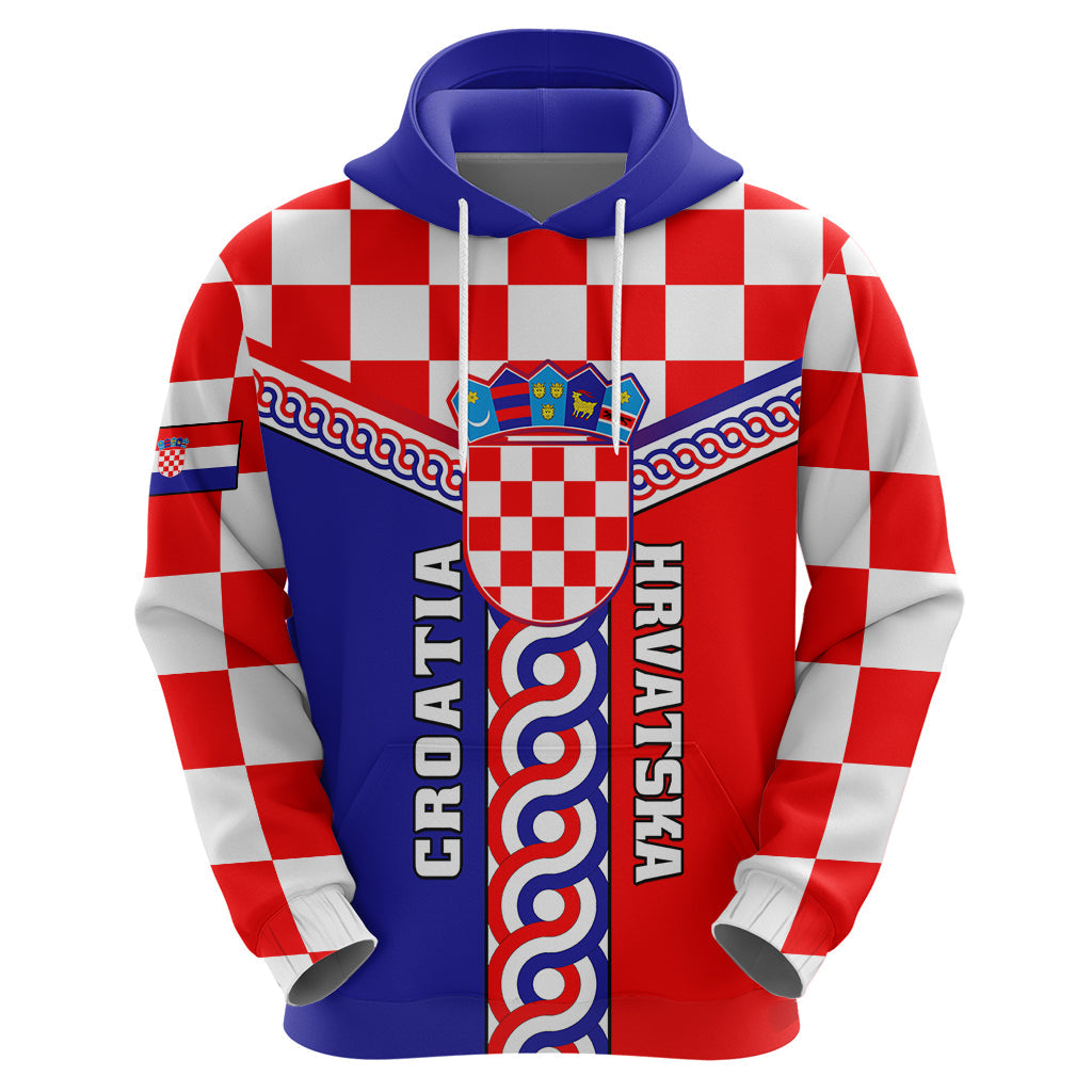 Custom Croatia Hoodie Hrvatska Interlace With Coat Of Arms LT01