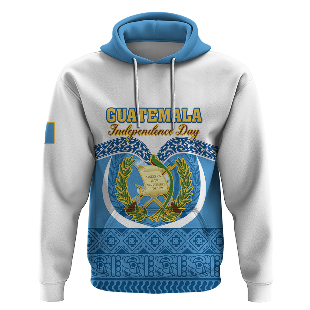 Guatemala Independence Day Hoodie Guatemalan Coat of Arms Mix Maya Pattern LT01