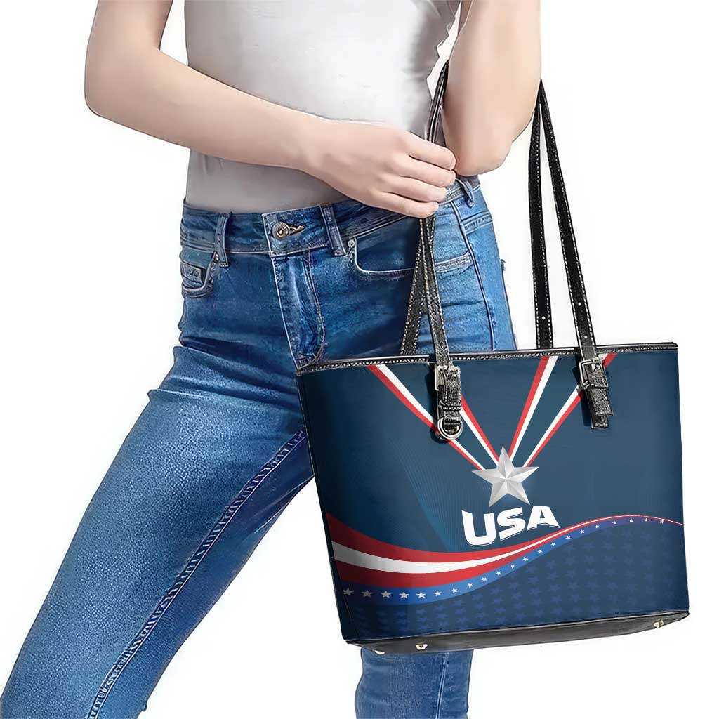 USA Star Medal Leather Tote Bag United States of America Champion LT01
