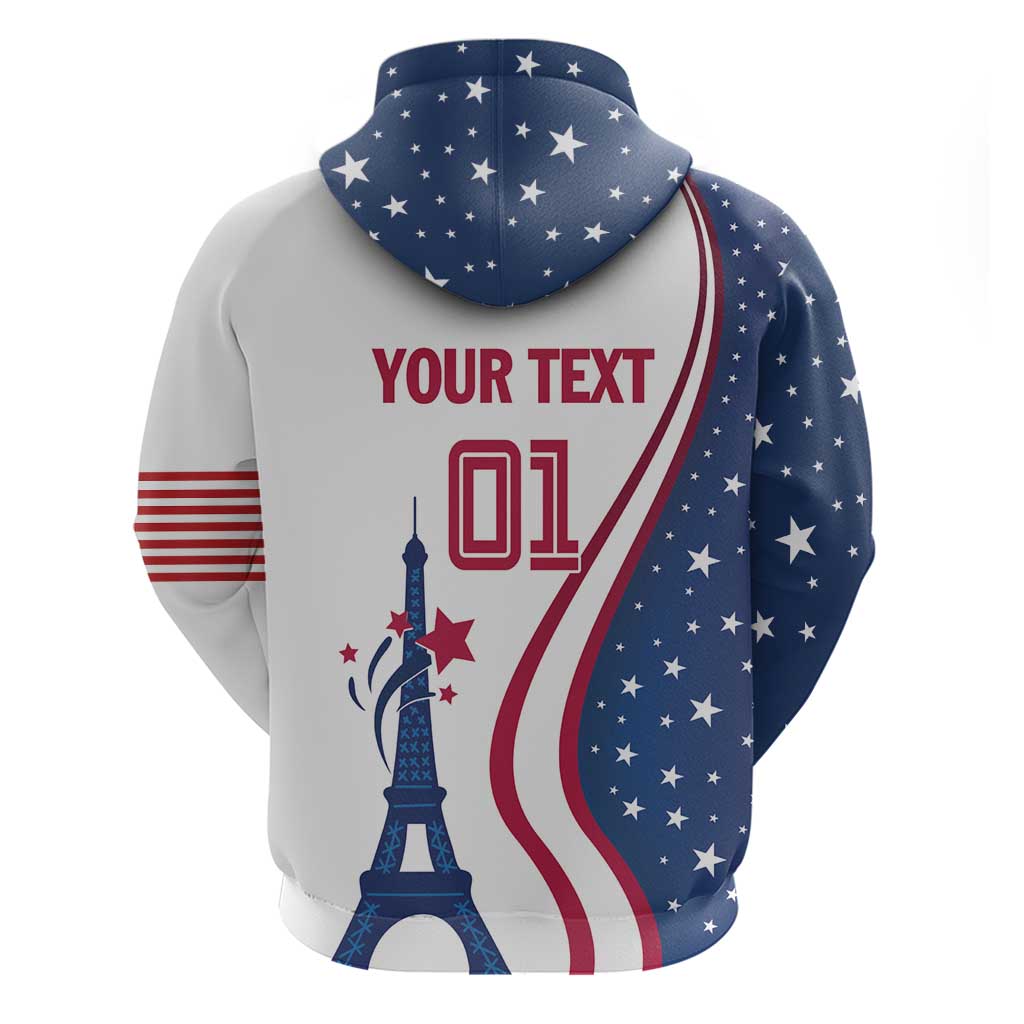 Custom USA Eiffel Tower Hoodie One Nation One Team LT01