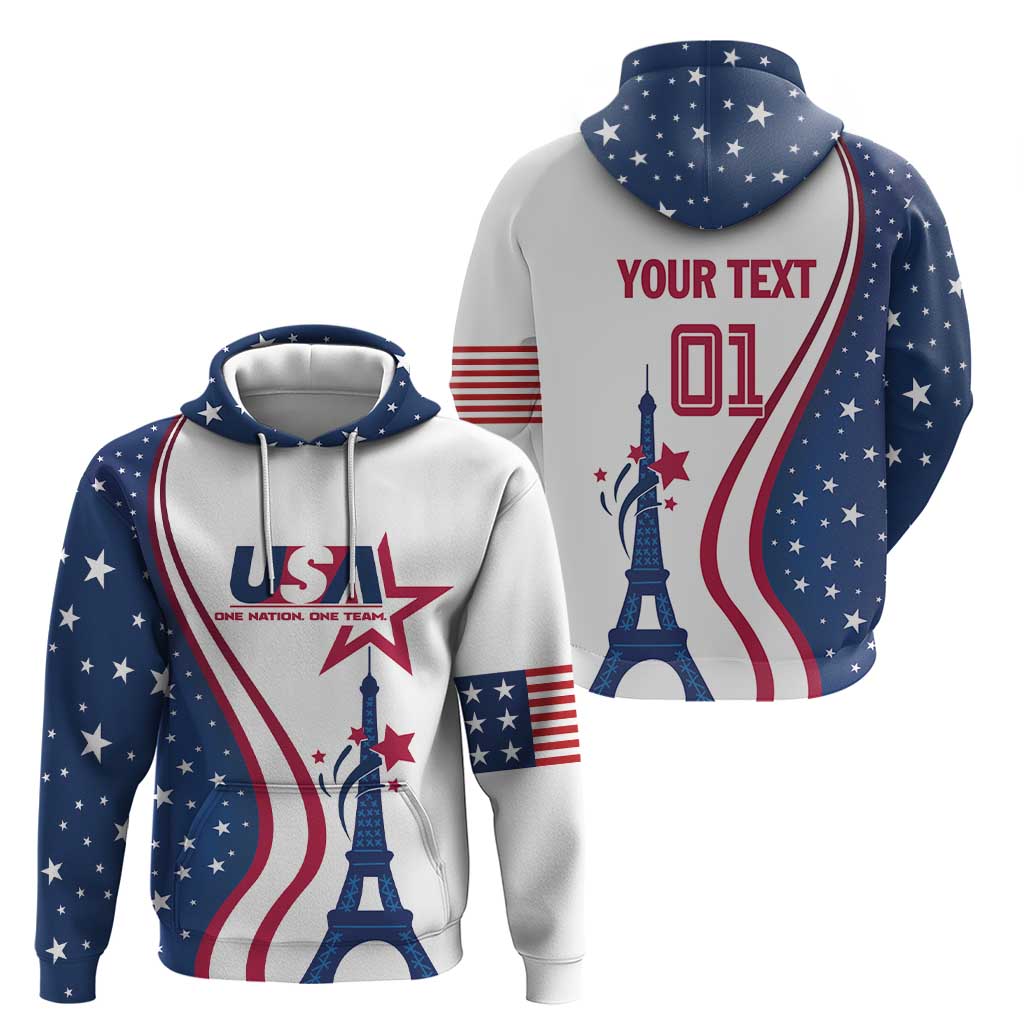 Custom USA Eiffel Tower Hoodie One Nation One Team LT01