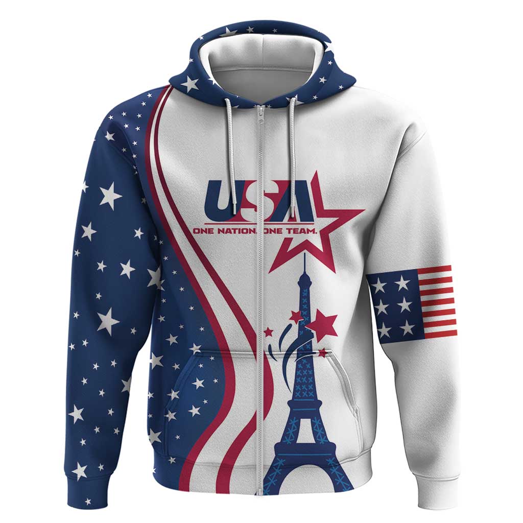 Custom USA Eiffel Tower Hoodie One Nation One Team LT01
