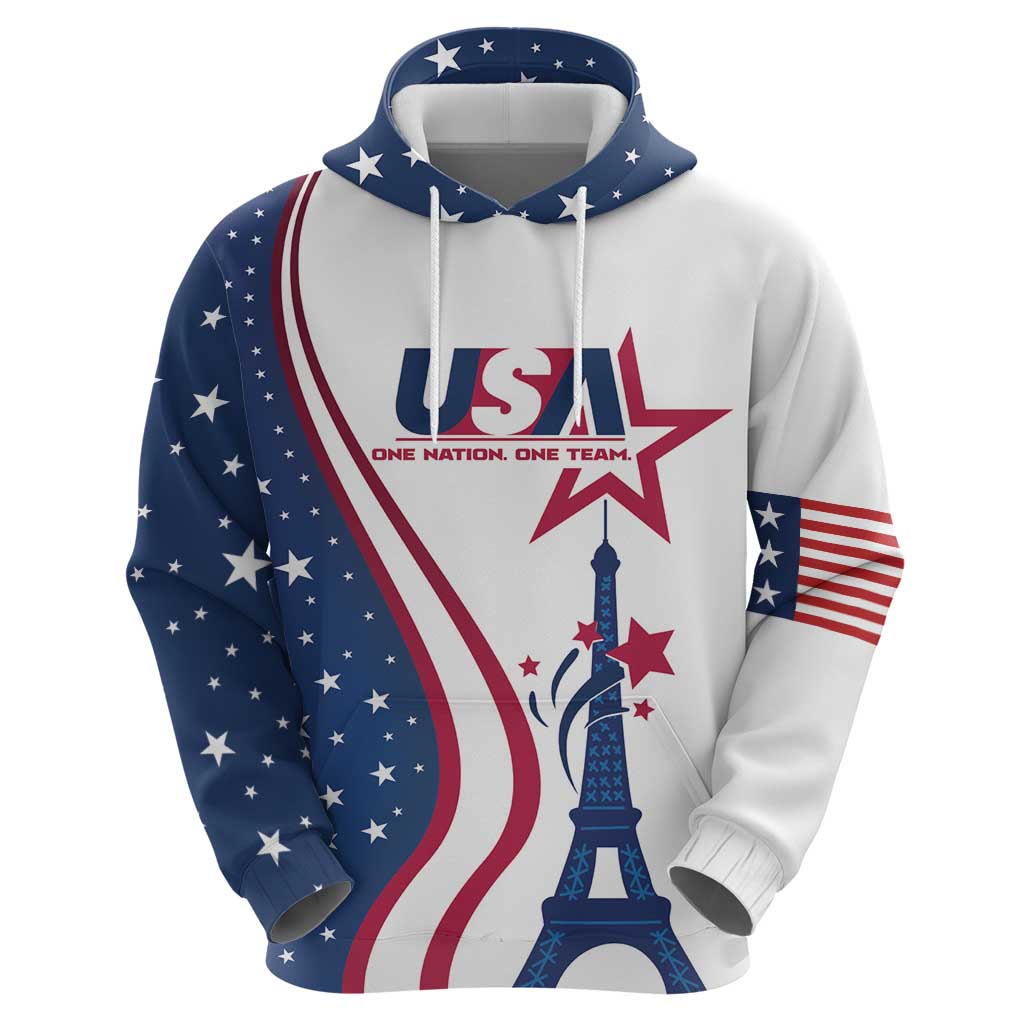 Custom USA Eiffel Tower Hoodie One Nation One Team LT01