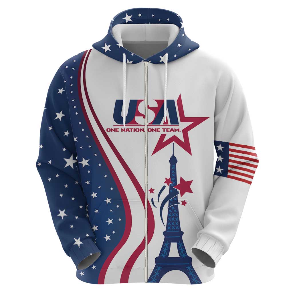 Custom USA Eiffel Tower Hoodie One Nation One Team LT01