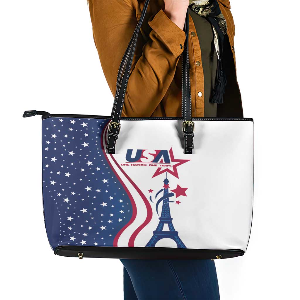 USA Eiffel Tower Leather Tote Bag One Nation One Team LT01