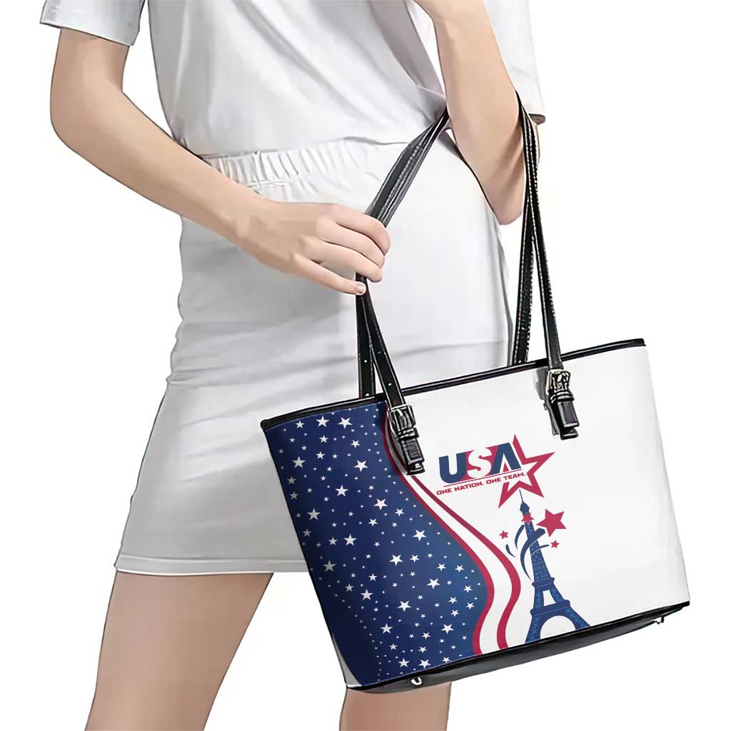 USA Eiffel Tower Leather Tote Bag One Nation One Team LT01