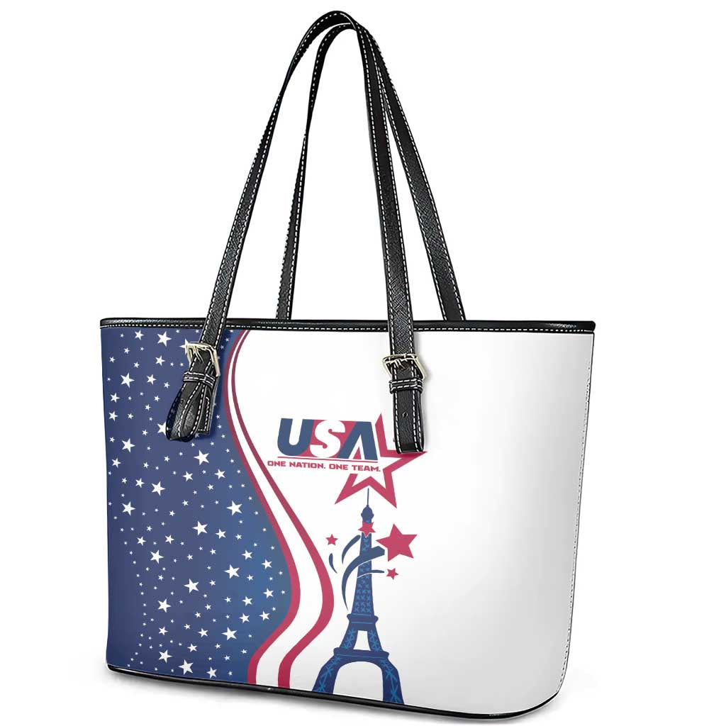 USA Eiffel Tower Leather Tote Bag One Nation One Team LT01